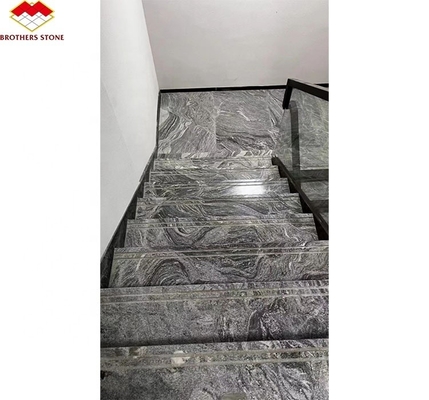 Modern Hotel Matt Superfície de acabamento de pedra natural Granito cinza escuro com veias brancas Escalão