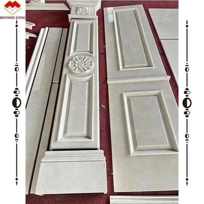Painel de parede de mármore bege claro e coluna de escultura de mármore para exibição de fundo moderna