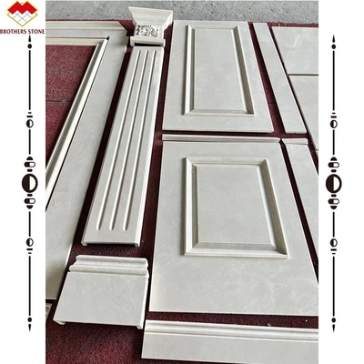 Painel de parede de mármore bege claro e coluna de escultura de mármore para exibição de fundo moderna