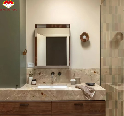 Design de hotel moderno Monet polido jardim mármore grande laje para banheiro Vanity lava-louça