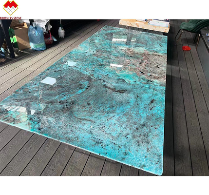 Big Slab Multicolor Verde Guatemala Verde Mesa de Jantar de Mármore Mesa de Café Para Villa