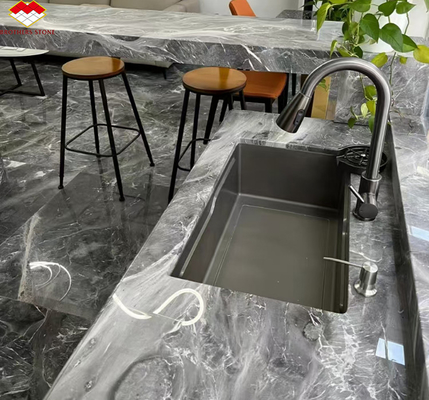 Modern Polished Pradas Grey Marble Countertops para Villa Hotel Design Gráfico