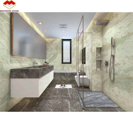 Estilo de Design Moderno Big Slab Jade Verde Ónix Pedra de Mármore para Parede e Mesa do Banheiro