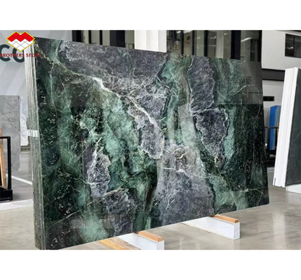 Pedra Natural Olho de Gato Verde Big Slab mesa de jantar para decoração de interiores de villas