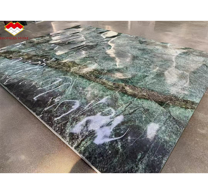 Pedra Natural Olho de Gato Verde Big Slab mesa de jantar para decoração de interiores de villas