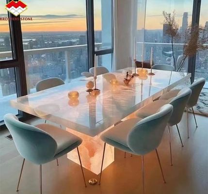 Pedra natural retroiluminada Ónix rosa Laje de pedra translúcida para mesa moderna e batutub