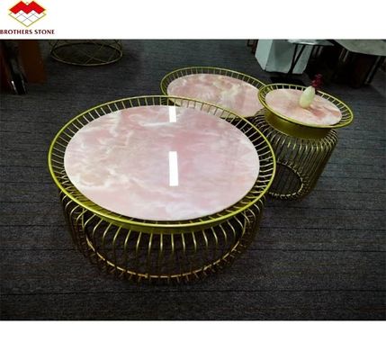 Pedra natural retroiluminada Ónix rosa Laje de pedra translúcida para mesa moderna e batutub