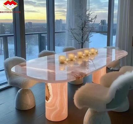Pedra natural retroiluminada Ónix rosa Laje de pedra translúcida para mesa moderna e batutub