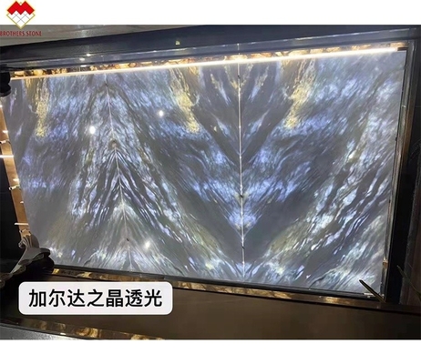 Big Slab Backlit Calcite Azulata Brasil Diamante Azul Cristal Marmoreiro Folha de Parede