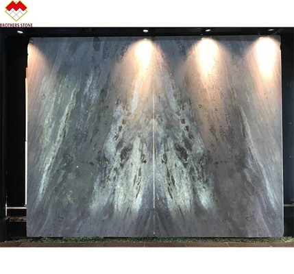 Big Slab Backlit Calcite Azulata Brasil Diamante Azul Cristal Marmoreiro Folha de Parede