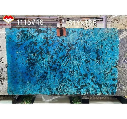 Modern Luxury Fantasy Blue Stone Calcite Marble Dining Table Top com acabamento polido