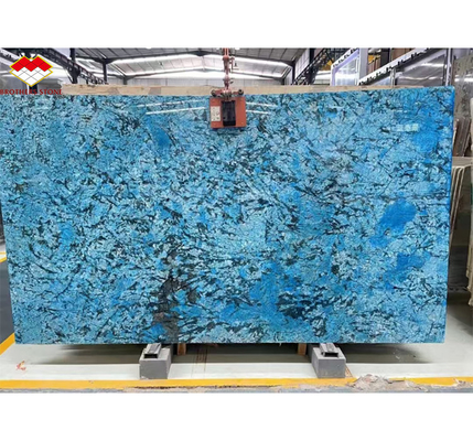 Modern Luxury Fantasy Blue Stone Calcite Marble Dining Table Top com acabamento polido
