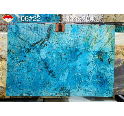 Modern Luxury Fantasy Blue Stone Calcite Marble Dining Table Top com acabamento polido