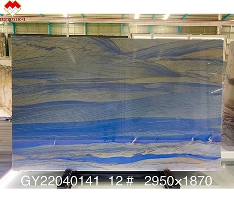 18mm Polido Luxury Azul Macaubas Natural azul de mármore de laje de balcão azulejos de quartzo