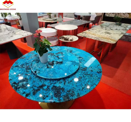 Modern Luxury Fantasy Blue Stone Calcite Marble Dining Table Top com acabamento polido