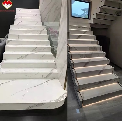 Customizado Polido ou Matte Calacatta Marmoreiro Branco Parecem Chapas de Porcelana Escalões Mohs 6-7 Dureza