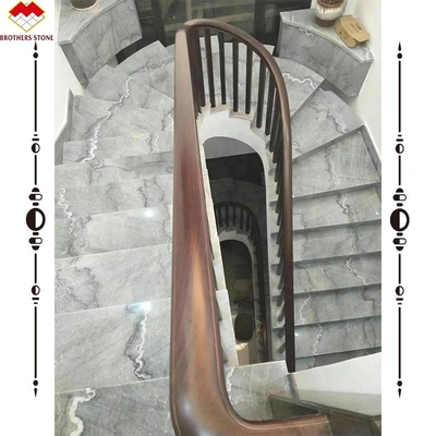 Escalões de mármore de jato de água e elevadores para escaleiras personalizadas em escadas de arco de pedra natural