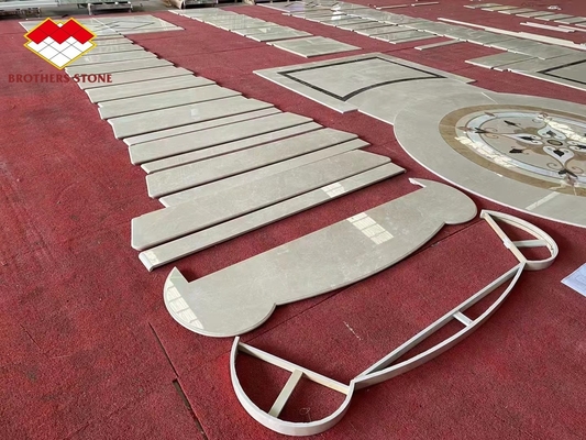 Escalinha de mármore branco personalizada com desenhos de elevador Reboque de vidro em desenho espiral