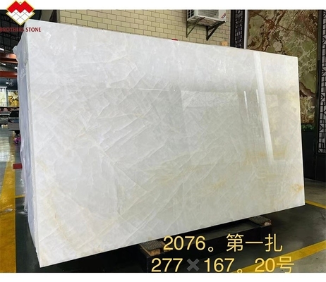 FOB Translúcido Ice Crack Branco Ónix Mármore LED retroiluminado Slab para Villa Parede de fundo