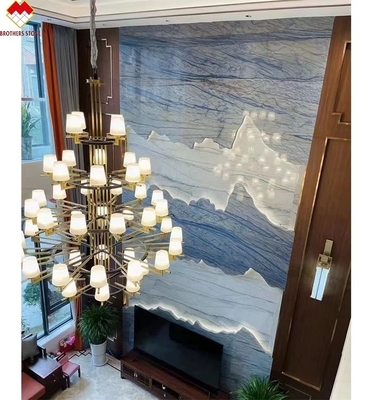 Design de parede e piso de hotel Macaubas azuis Pedra de mármore azul com veias brancas