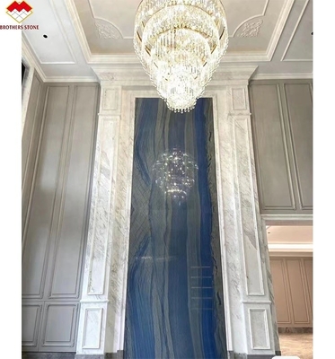 Design de parede e piso de hotel Macaubas azuis Pedra de mármore azul com veias brancas