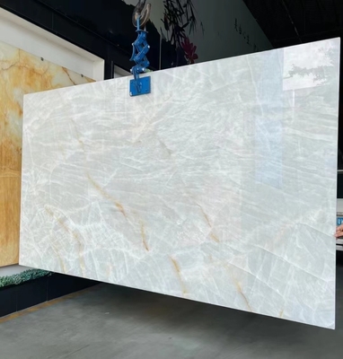 Painel de parede de pedra quartzita de ónix da Idade do Gelo Componente de lavabo para balcão de ilha interior