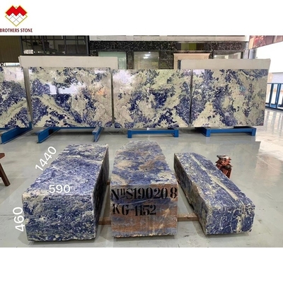 Marmore de ónix de sodalita transparente azul da Bolívia personalizado para grande laje ou corte ao tamanho
