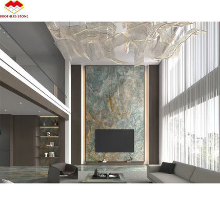 Amazon Blue Luxury Stone Polished Slab para Villa e Hotel Inspiração de Design Interior