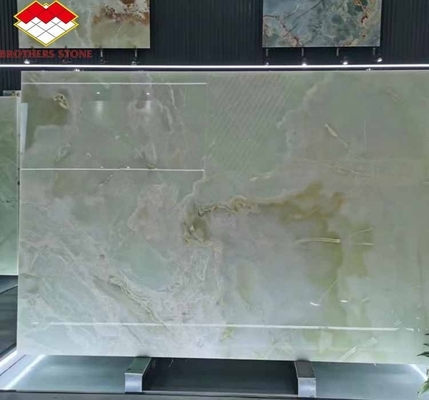 Lâmina de pedra de ônix verde afegã moderna para decoração de sala de estar e sala de jantar do hotel