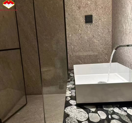 Panéis de parede de banheiro de hotel de mármore moderno Kwong cinza italiano telhas de piso polidas