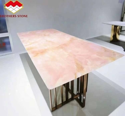 Matt Superfície de acabamento de pedra de ônix rosa moderna para aplicação de mesa e parede