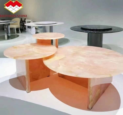 Matt Superfície de acabamento de pedra de ônix rosa moderna para aplicação de mesa e parede