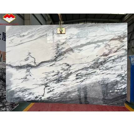 Montanha de neve branco mármore grande laje para design moderno mesa de jantar topo pedra natural