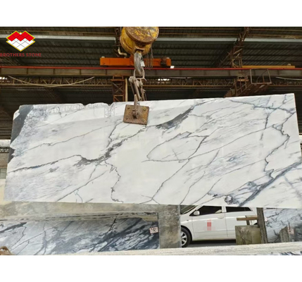 Montanha de neve branco mármore grande laje para design moderno mesa de jantar topo pedra natural