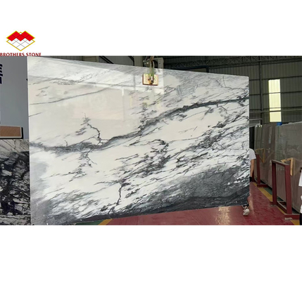 Montanha de neve branco mármore grande laje para design moderno mesa de jantar topo pedra natural