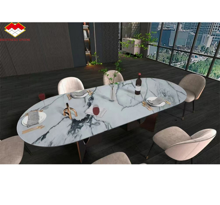 Montanha de neve branco mármore grande laje para design moderno mesa de jantar topo pedra natural