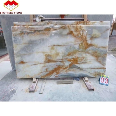 15-18 mm espessura azulejos de mármore de ágata e laje de safira dourada para decoração de interiores