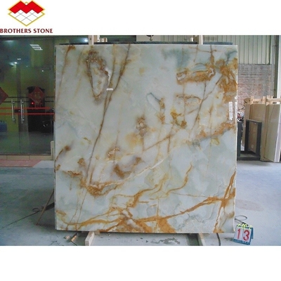 15-18 mm espessura azulejos de mármore de ágata e laje de safira dourada para decoração de interiores
