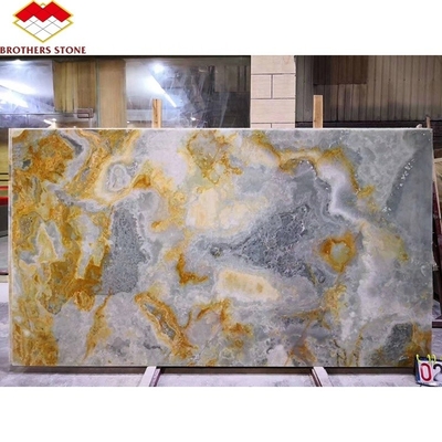15-18 mm espessura azulejos de mármore de ágata e laje de safira dourada para decoração de interiores