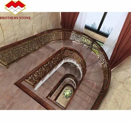 Modernas escadas de granito vermelho cortadas à medida e azulejos de piso com superfície polida antiderrapante