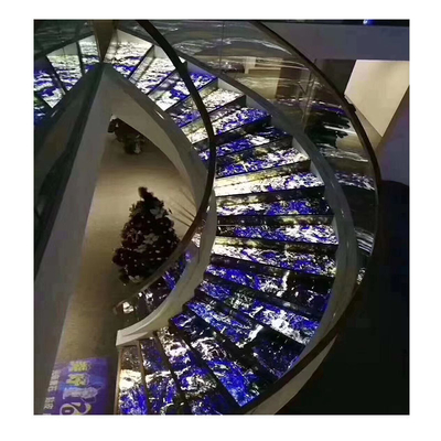 Estilo de design moderno de interiores Multicolor Ónix Madeira Veia Escadas de mármore com barranco de vidro