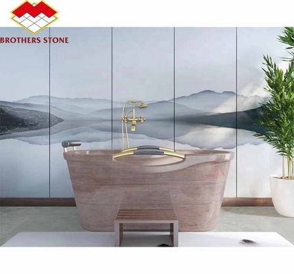 Modernas escadas de granito vermelho cortadas à medida e azulejos de piso com superfície polida antiderrapante