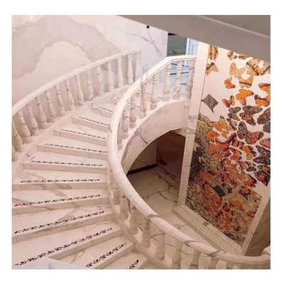 Estilo de design moderno de interiores Multicolor Ónix Madeira Veia Escadas de mármore com barranco de vidro