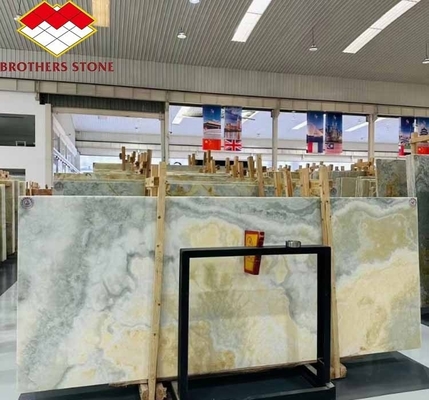 Moderna iluminação verde ónix pedra laje 30mm espessura para sala de estar gráfica Jade parede