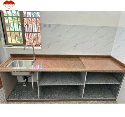 Pedra natural chinesa polida moderna cortada ao tamanho Pedra de granito vermelho para cozinha
