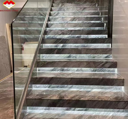 Design de interiores de hotel Calcite Marble Step Pavimento e escadas com luz em Florença Cinza
