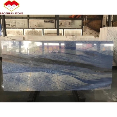 Imperial Azul Macaubas Mármore Azul Polido para Piso Azul Luminoso Forma de Pedra Larga