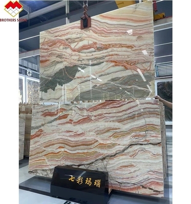 Competição de livro de revestimento de pedra de ônix competitivo colorido azulejo de piso de ônix com arco-íris retroiluminado