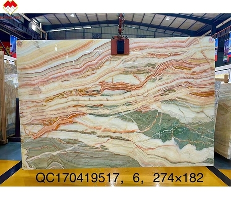 Competição de livro de revestimento de pedra de ônix competitivo colorido azulejo de piso de ônix com arco-íris retroiluminado