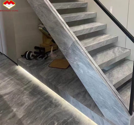Popular Espaço cinza mármore grande laje para escadas modernas cinza claro em casa e hotel